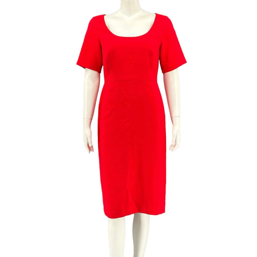 Ann Taylor Dress Womens 4 Red Sheath Scoop Neck Work Office Professional Classy